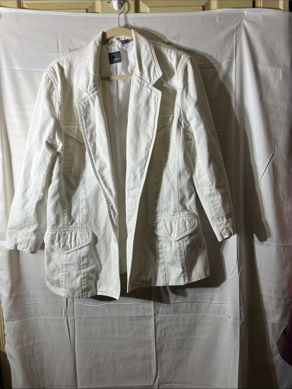 Women's White Tailored Blazer Jacket - Classic Open Front
